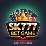SK777 Game app showing game options and real cash rewards.