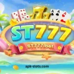 ST777 Game mobile app interface showing online games, bonuses, and earning options for users in Pakistan.